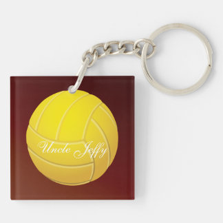 Llavero Nombre del monograma de voleibol amarillo