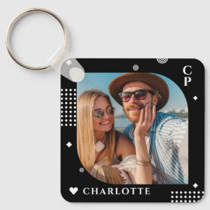 Llavero Nombre del monograma Foto de moda Simple Moderna