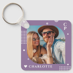 Llavero Nombre del monograma Foto de moda Simple Moderna