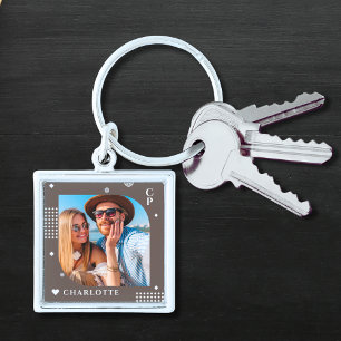 Llavero Nombre del monograma Foto de moda Simple Moderna