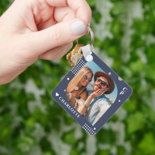 Llavero Nombre del monograma Foto de moda Simple Moderna