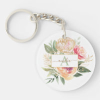 Nombre del Monograma Peony y Flores de Oro