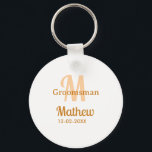 Llavero Nombre del padrino de boda naranja masculino paste<br><div class="desc">diseño</div>