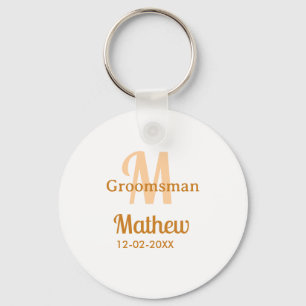 Llavero Nombre del padrino de boda naranja masculino paste