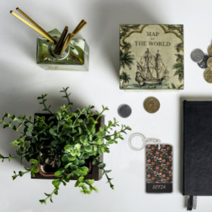 Llavero Nombre del patrón de acuarela de flores de Boho na