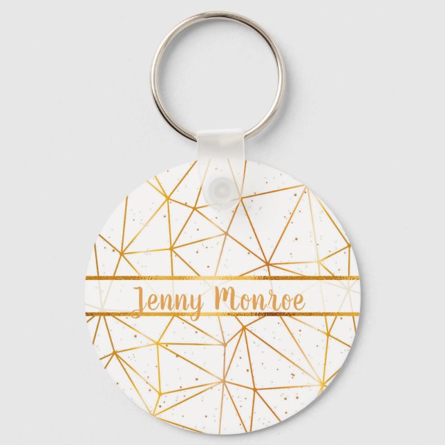 Llavero Nombre del patrón geométrico de oro blanco (Anverso)