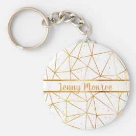 Llavero Nombre del patrón geométrico de oro blanco