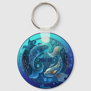 Llavero NOMBRE DEL Personalizar DE Zodiac Pisces, FECHA