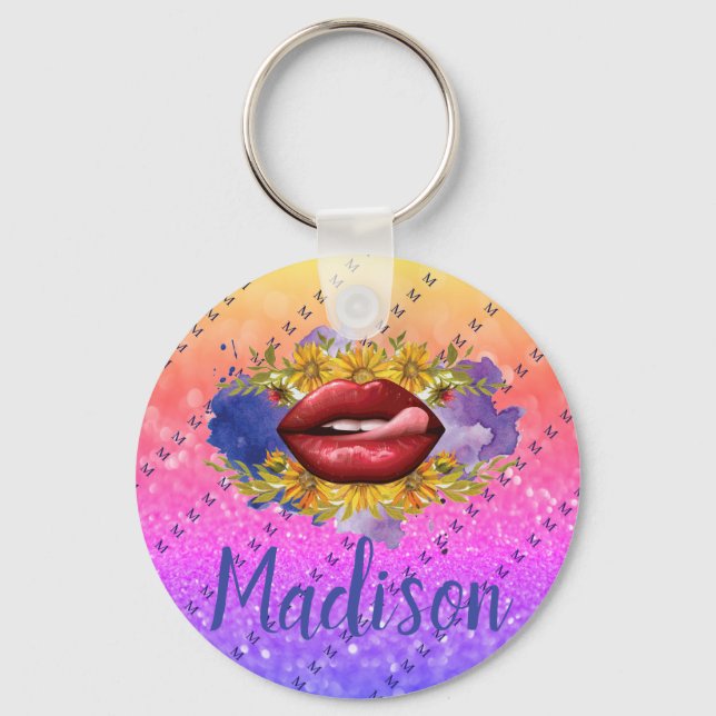 Llavero Nombre del Purpurina del Personalizado de Licencia (Anverso)