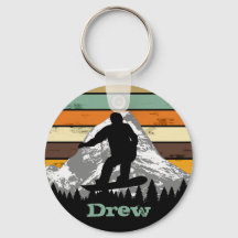 Nombre deportivo de esquí retro de snowboard con p