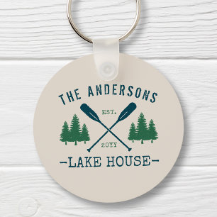 Llavero Nombre Familiar Lake House Rustic Oars Pine Tree R