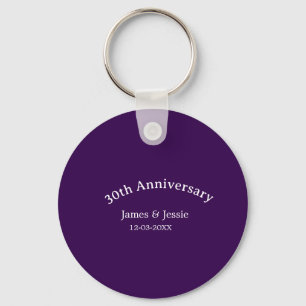 Llavero nombre fecha aniversario de bodas 30 simple púrpur