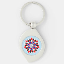 Nombre floral geométrico Keychain Metalizado inici