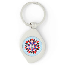 Nombre floral geométrico Keychain Metalizado inici