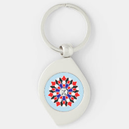 Llavero Nombre floral geométrico Keychain Metalizado inici