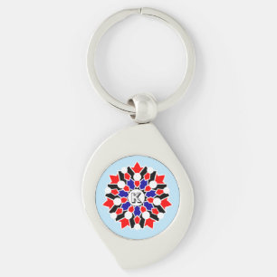 Llavero Nombre floral geométrico Keychain Metalizado inici