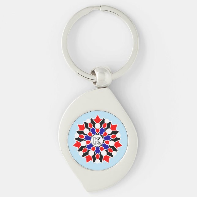 Llavero Nombre floral geométrico Keychain Metalizado inici (Anverso)