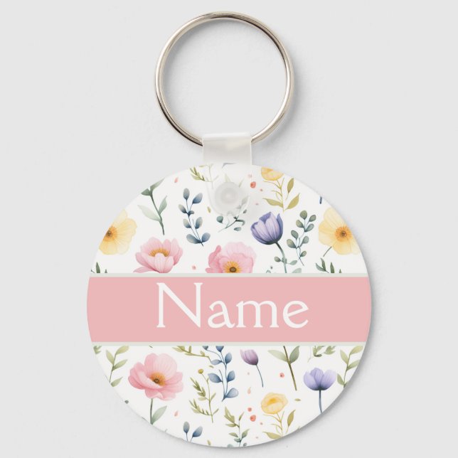 Llavero Nombre floral personalizado (Anverso)