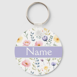 Llavero Nombre floral personalizado