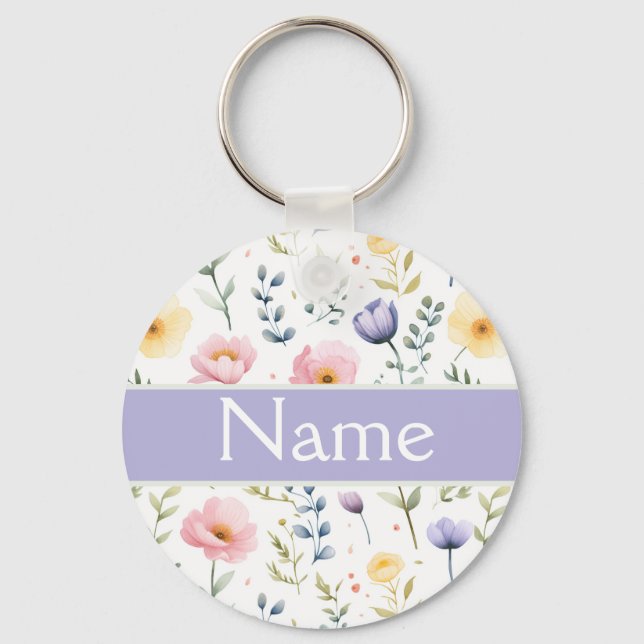 Llavero Nombre floral personalizado (Anverso)