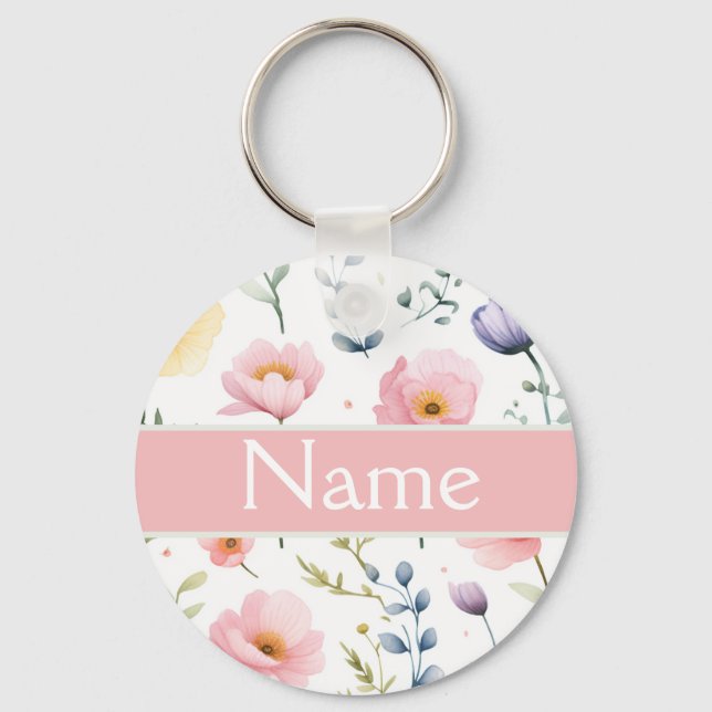 Llavero Nombre floral personalizado (Anverso)
