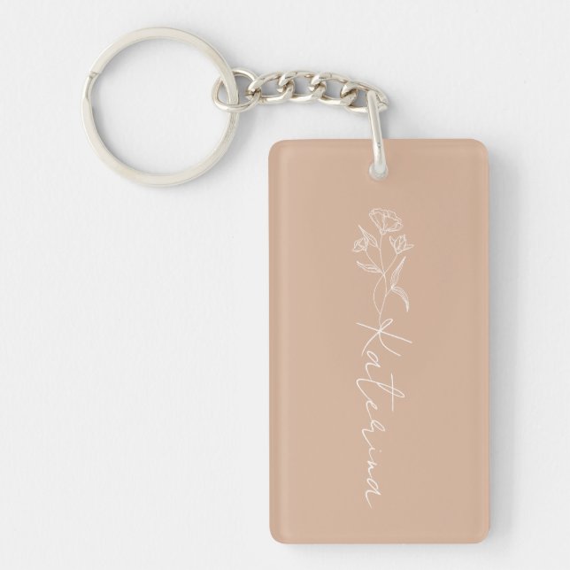Llavero Nombre floral rosa Rubor personalizado (Frente)