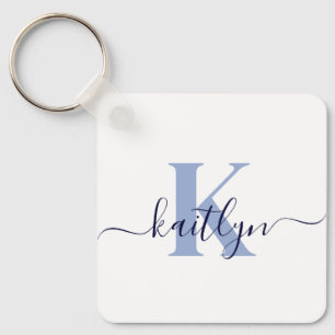 Llavero Nombre inicial azul monogramado