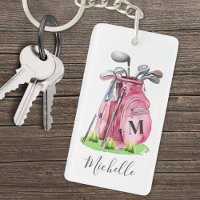 Nombre Inicial Rosa Monograma Golf