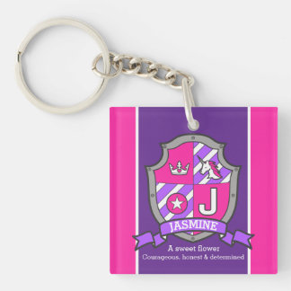 Llavero Nombre jazmín que significa letra J escudo persona