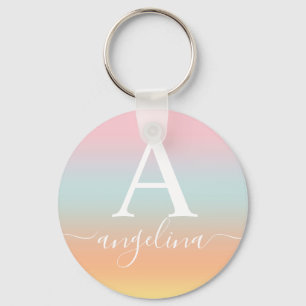 Llavero Nombre Monograma Script Gradiente de texto Ombre R