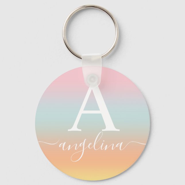 Llavero Nombre Monograma Script Gradiente de texto Ombre R (Anverso)