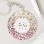 Llavero Nombre monogramado de Unicorn Purpurina rosa Rubor<br><div class="desc">Personalice fácilmente esta hermosa cadena de teclas purpurinas brillantemente rosa con su monograma y nombre personalizado.</div>