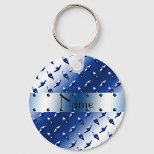 Llavero Nombre personalizado acero de placa de diamante az