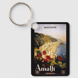 Llavero Nombre personalizado Amalfi Italia Viaje de época