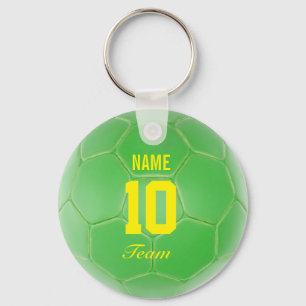 Llavero Nombre personalizado amarillo verde del balón de