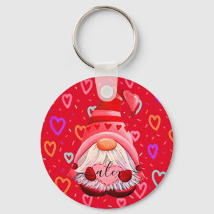Llavero Nombre personalizado AMOR Corazones Gnome Valentin