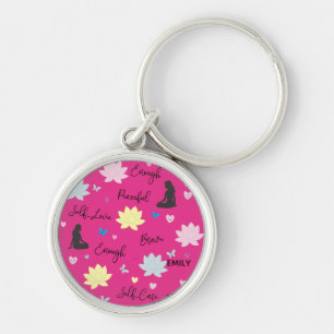 Llavero Nombre personalizado Amor propio Floral Rosa