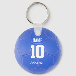 Llavero Nombre personalizado azul del balón de fútbol de