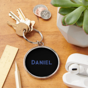 Llavero Nombre personalizado azul en negro