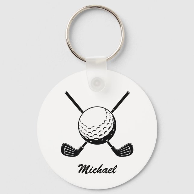 Llavero Nombre personalizado Balón de palo de golf Golfer  (Anverso)