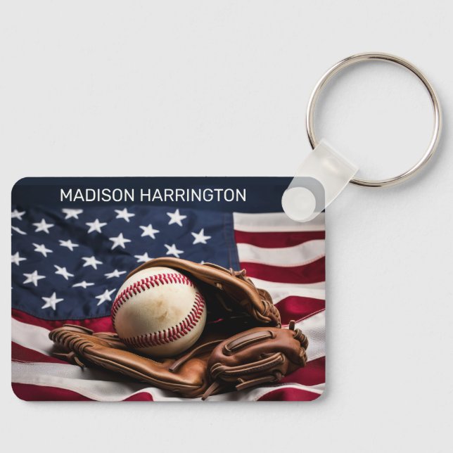 Llavero Nombre personalizado Béisbol americano (Anverso)