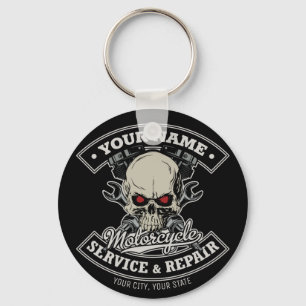 Llavero NOMBRE Personalizado Biker Mechanic Skull Motorcyc