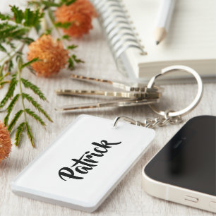 Llavero Nombre personalizado blanco plano