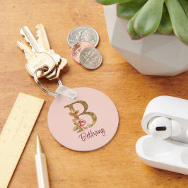 Llavero Nombre personalizado Blush Rosas Rosadas Letra B c