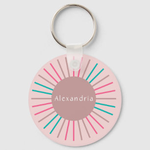 Llavero Nombre personalizado Boho Pastel Rosa
