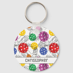 Llavero Nombre personalizado, bola de bolas con loros 🦜,