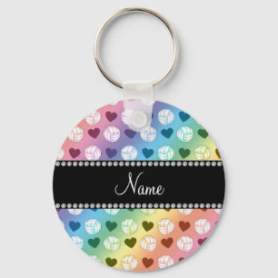 Llavero Nombre personalizado: bolas de voleibol arco iris