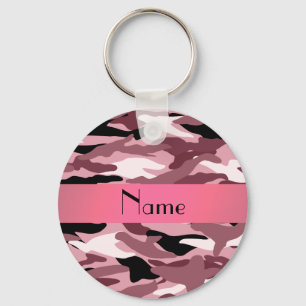 Llavero Nombre personalizado bonito camuflaje rosa