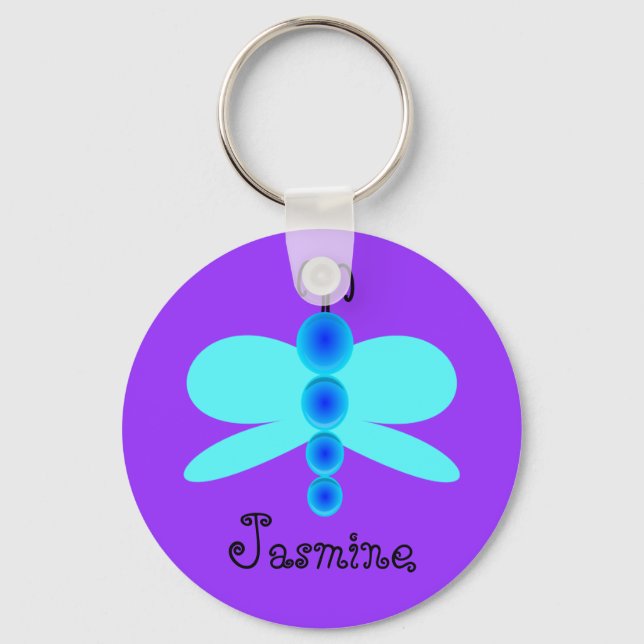 Llavero Nombre personalizado Bonito mariposa azul (Anverso)