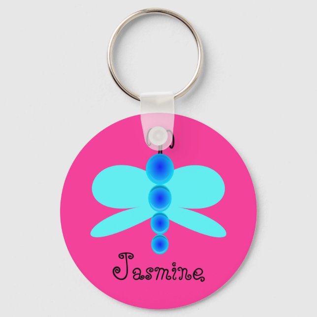 Llavero Nombre personalizado Bonito mariposa azul (Anverso)